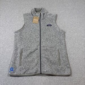 NWT Patagonia Women Sz M Birch White Vest Better Sweater Fleece Full Zip *LOGO